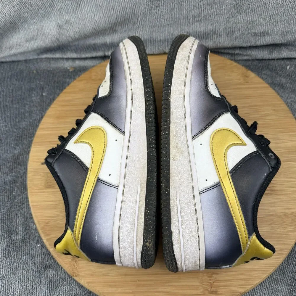 Nike Air Force 1 Low Shoes Boys Size 4.5Y Black White Gold Sneakers HJ9286-100